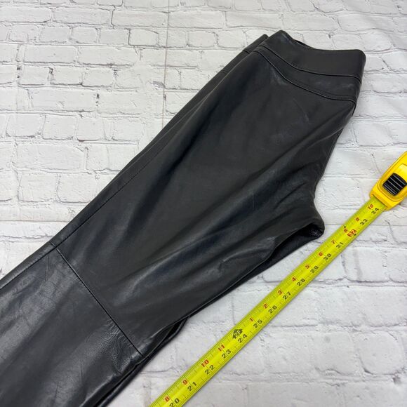 Vintage Cache Women 100% Leather Pants Size 4 Straight Leg Y2K 90s C042 -15 - Picture 7 of 16